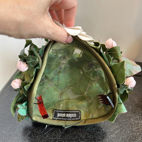 Vintage 60s Joseph Magnin Leafy Floral Fascinator Hat - Picture 7 of 7